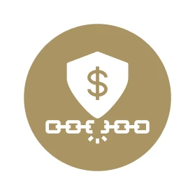Money protection symbol and broken link